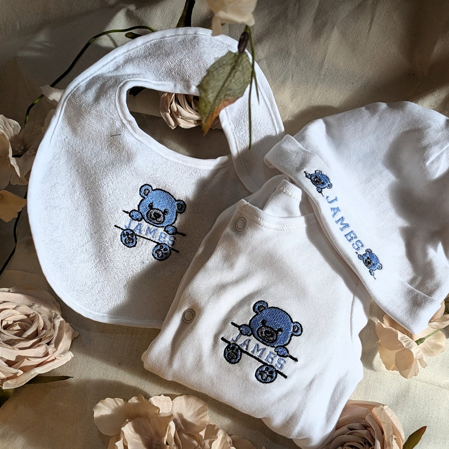 Personalized embroidered newborn baby hat