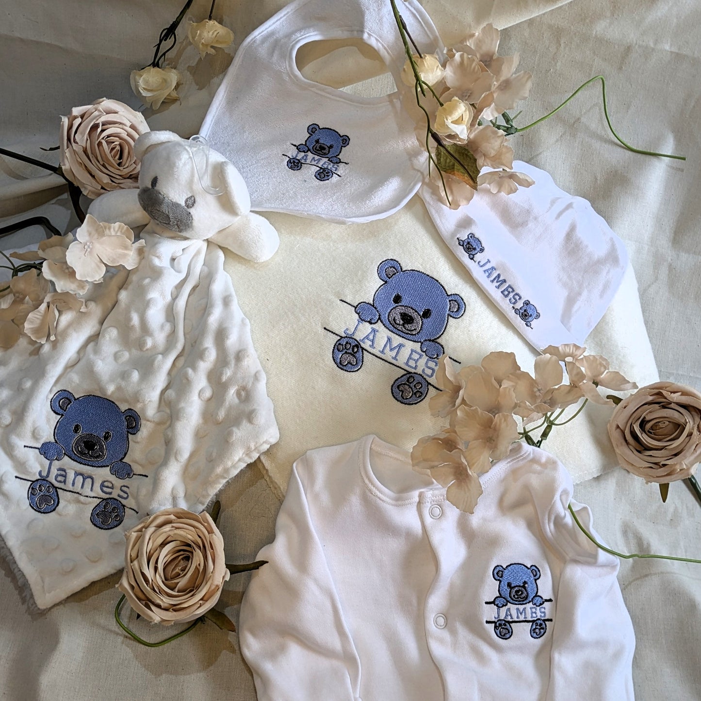 Personalized embroidered newborn baby hat