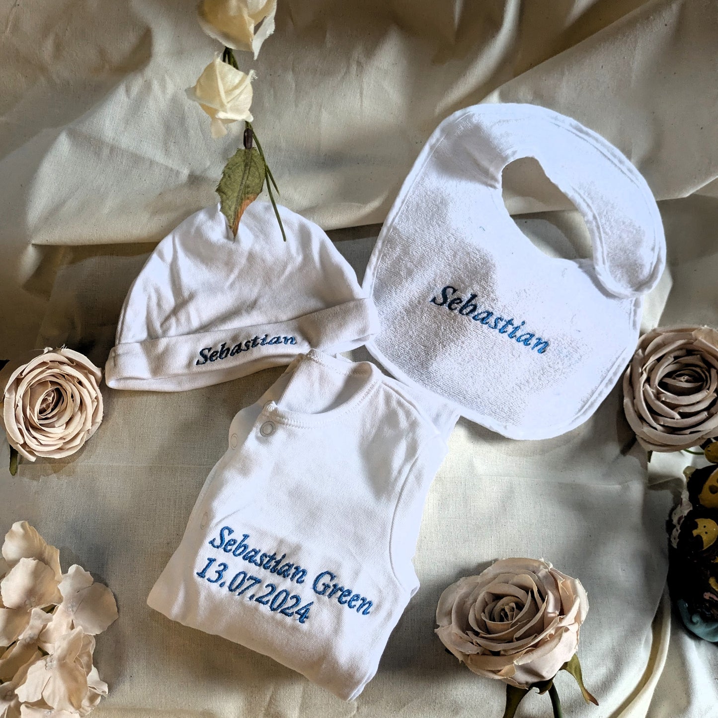 Personalized embroidered newborn baby hat